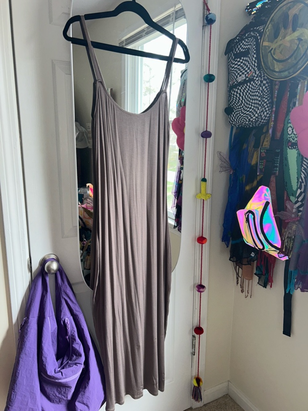 Parade Taupe Maxi Slip Dress with Spaghetti Straps